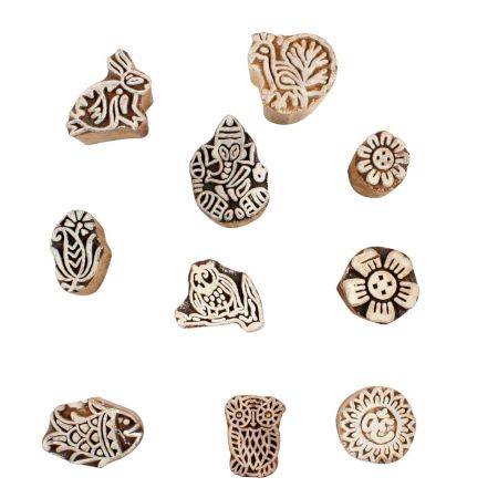 Set of 10 Piece New Mix Wooden Printing Block